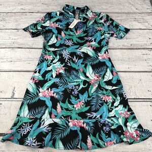 Tommy Bahama Golf Tennis Dress Womens Sm Blue Floral Beach Aloha 1/4 Zip UPF 50‎